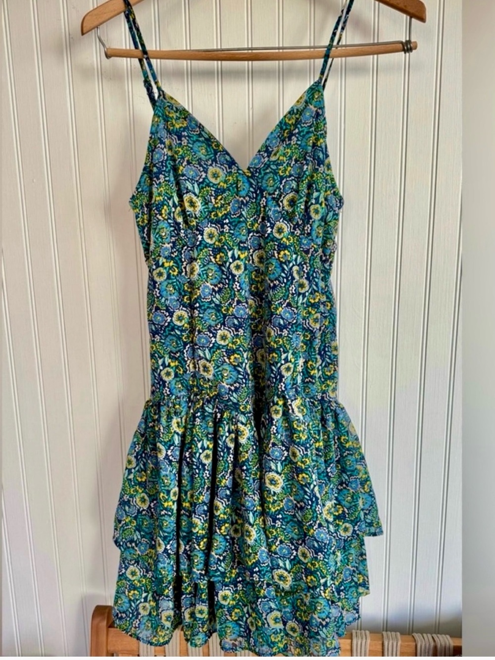 Japna for Anthropologie Teal Floral Summer Dress XS